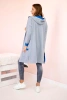 Two-color cape with a hood mauve-blue+gray