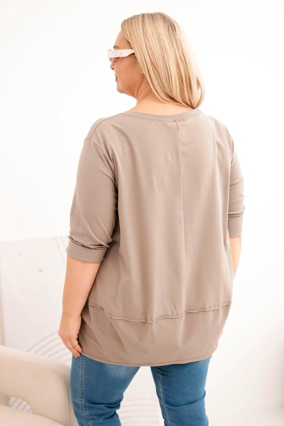 Bluzka damska Plus Size z bawełny z ozdobnymi guzikami i podwijanymi rękawami fango