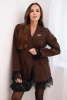 Women's blazer with lace at the bottom and at the cuffs brown