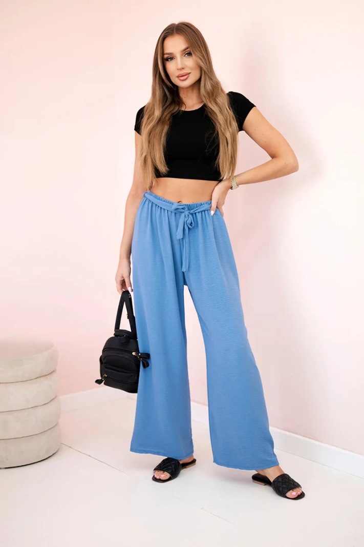 Trousers with a wide waistband denim