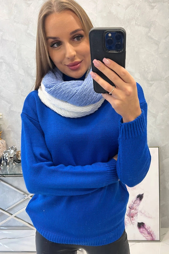 KN14 Zweifarbiger Snood für Damen blau+weiß