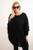 Women's Plus Size mohair poncho sweater black