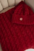 Damen Set Mütze und Schal mit Rippstruktur und Dekoration rot