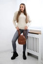 Sweater with braid weave beige