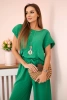 Viskose-Set plissierte Bluse + Hose grün