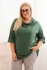 Women's Plus Size loose-fitting blouse with a water neckline dark green