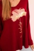 Women's viscose blouse with long sleeves and gold floral print maroon