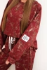 Women's oversized tracksuit set made of viscose with a longer sweatshirt and a faded effect burgundy