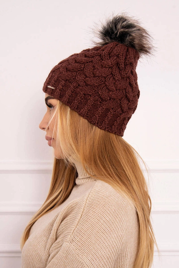 Cap with fleece Daria K217 brown