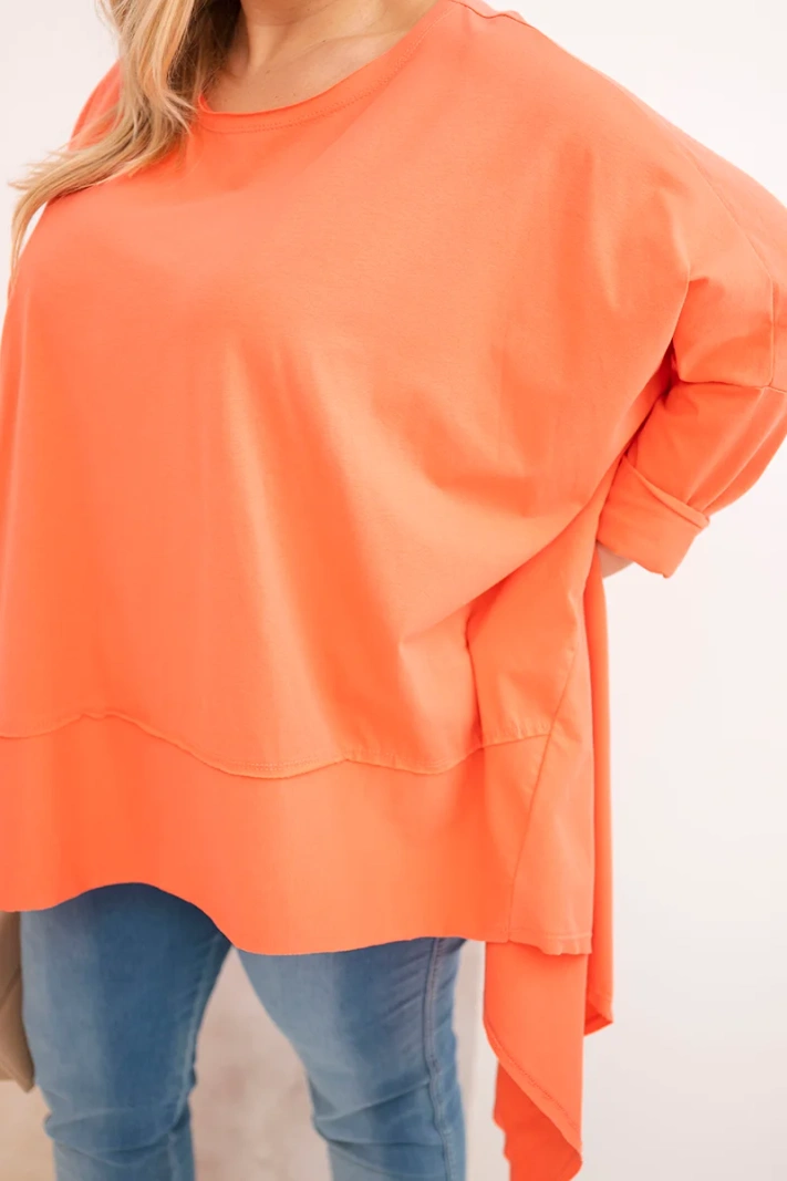 Tunika dámska Plus Size z bavlny s asymetrickým spodkom marhuľová