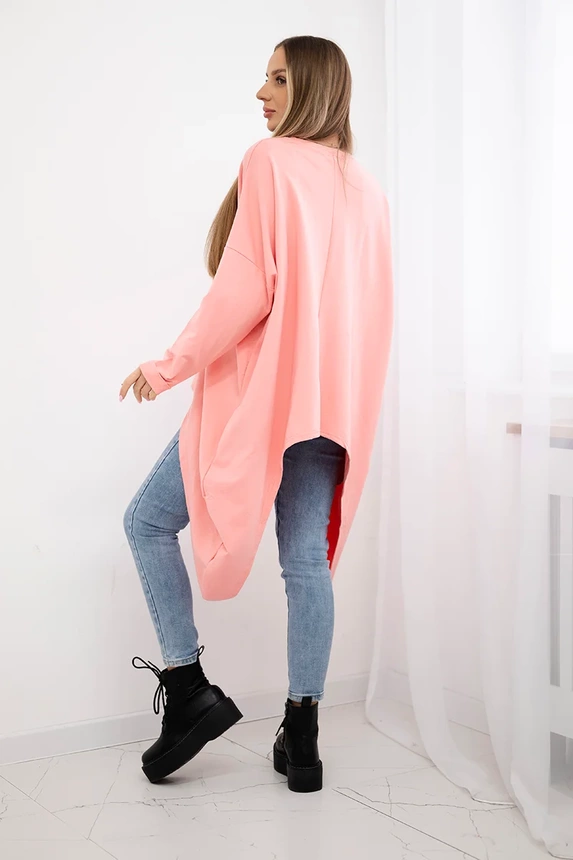 Bedruckte apricotfarbene Bluse in Übergröße