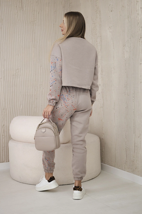 Isolierset mit buntem Aufdruck dunkelbeige