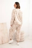 Women's oversized tracksuit set made of viscose with an extended sweatshirt and a washed effect beige