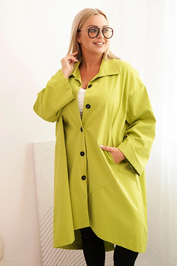 Plus Size women's Punto cardigan with cotton and buttons pistachio