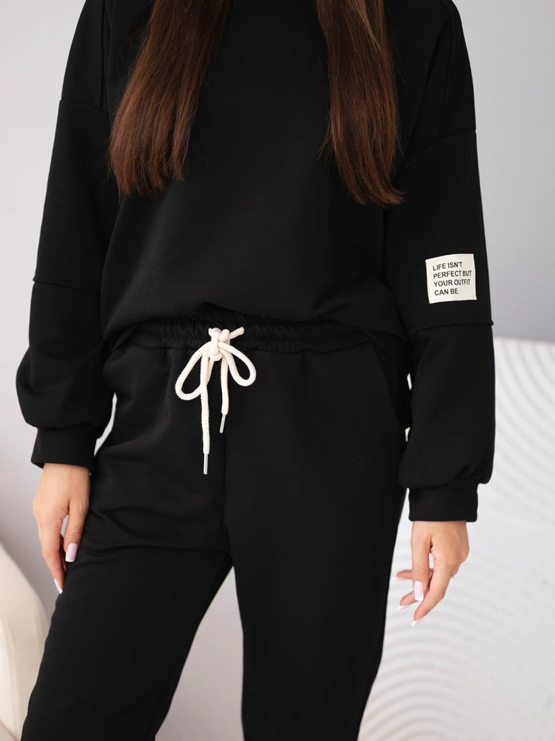 Women's cotton set with sweatshirt and jogger pants black