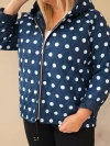 Plus Size women's jacket with polka dots and a hood navy