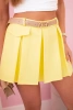 Women's skirt shorts with pleats and belt yellow
