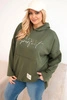 Damen Sweatshirt Plus Size mit Kapuze und Druck khaki