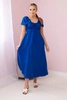 Ruffled dress with a tie at the neckline cornflower blue