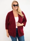 Damenpullover Plus Size mit Taschen und ohne Verschluss bordeaux