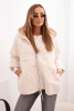 Women's quilted jacket with a hood light beige