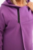 Damenpullover Plus Size gefüttert mit Kapuze und asymmetrischem Reißverschluss dunkelviolett
