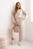 Women's set made of viscose with decorative pattern and pants beige