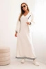 Damenanzug mit Viskose, bestehend aus einer offenen Bluse und einem langen Kleid ecru
