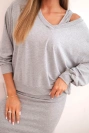 Bluse + gestreiftes Kleid grau