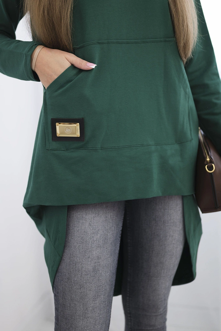 Langer Rücken Sweatshirt mit Kapuze grün