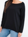 Damen Baumwollbluse mit lockerem Schnitt und verlängertem Rücken schwarz