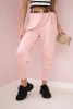 Pants with belt and pockets buttery-fabric dark powder pink