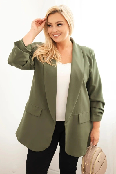 Moteriška elegantiška Plus Size švarkas khaki