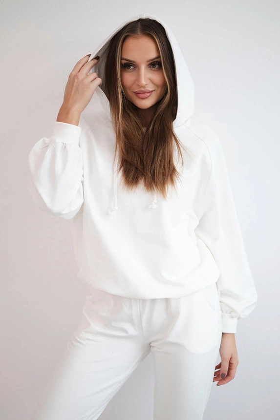 Sweatshirt set with a hood ecru