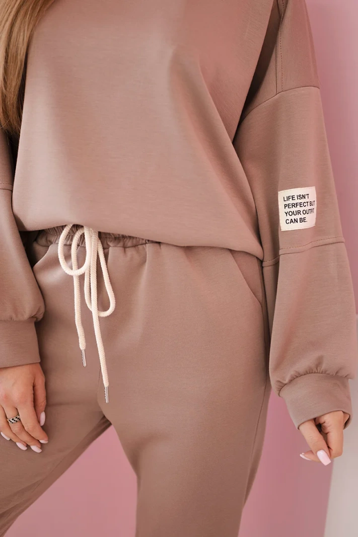 Set sweatshirt + pants buttery fabric camel