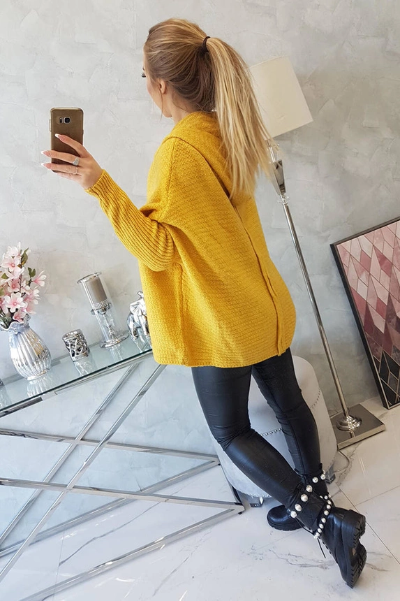 Kapuzenpulli mit Fledermausärmeln senf