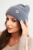 Women's winter fluffy hat with decorative button graphite