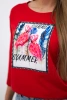 Bluse mit 3D Flamingo Grafik rot