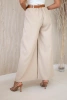 Wide-leg belted trousers dark beige