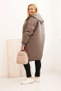 Plus Size women's quilted jacket with a hood and sporty cuffs fango