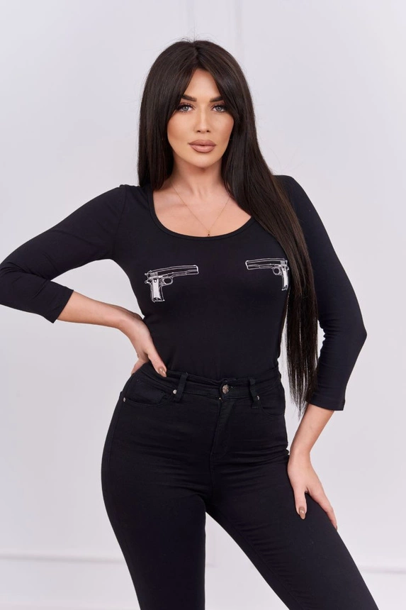 Body s potiskem pistole černé