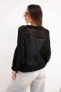 Women's oversized button-up openwork sweater black
