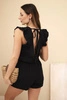 Women's muslin jumpsuit with ruffles black