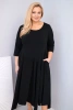 Plus Size women's cotton dress with an asymmetrical hem black