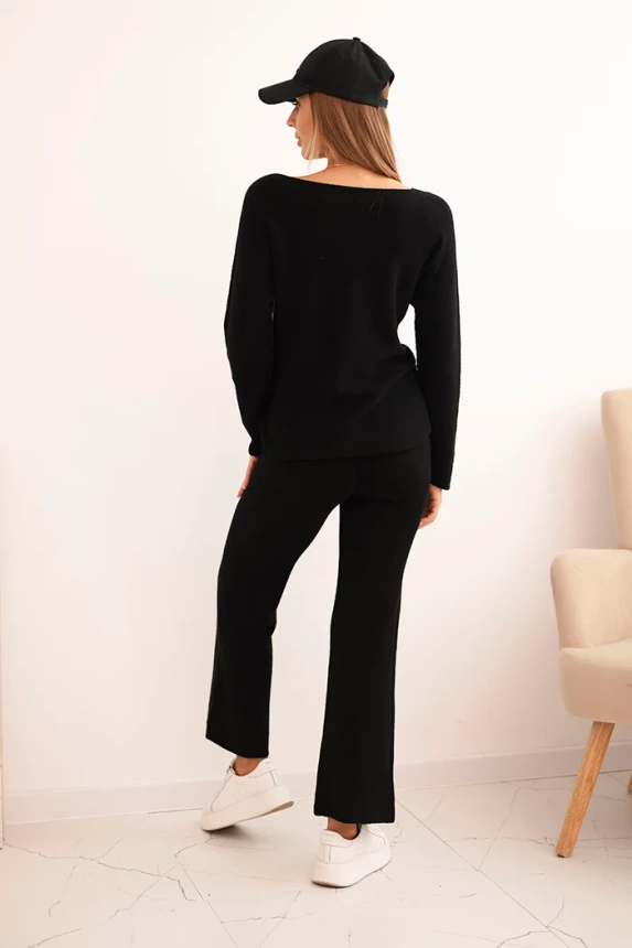 Women's sweater set with wide legs and long sleeves black