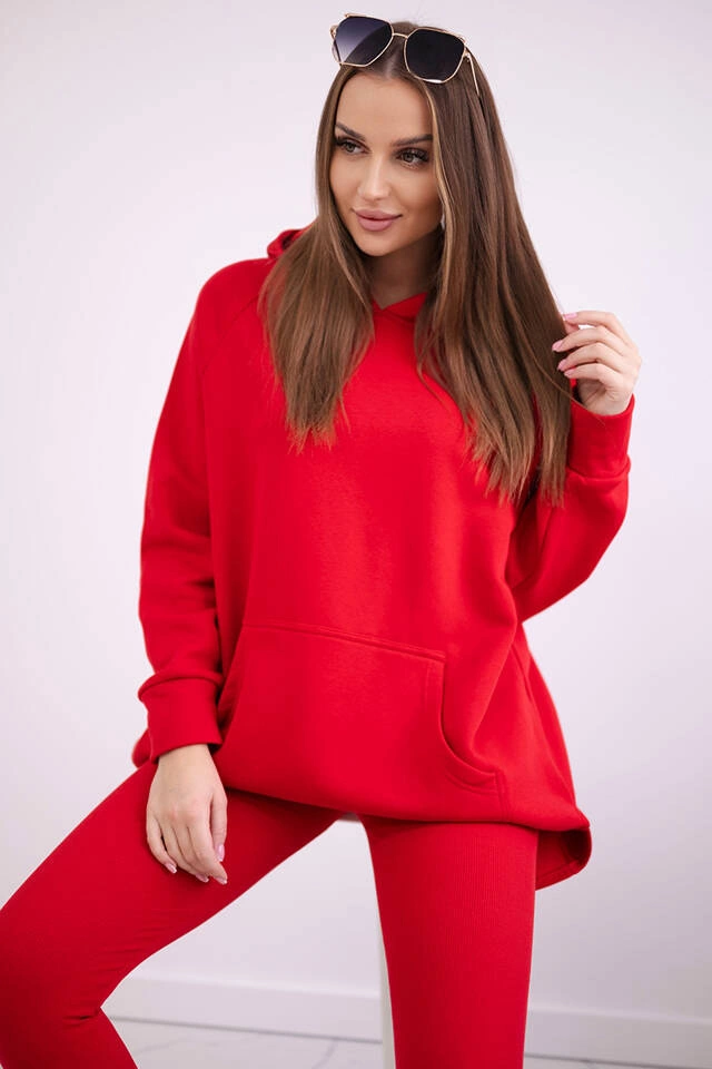 Baumwollset isoliertes sweatshirt + leggings rot