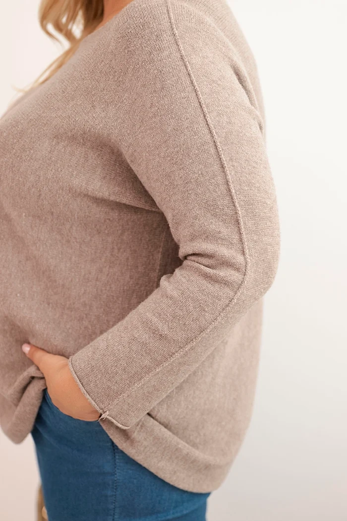 Dámský svetr plus size s lodičkovým výstřihem fango