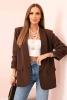 Marynarka z klapami elegancka brązowa
