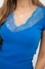 Blouse with lace neckline mauve-blue