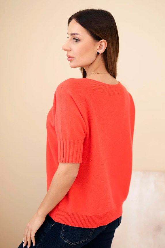 Women's short-sleeve viscose sweater raspberry